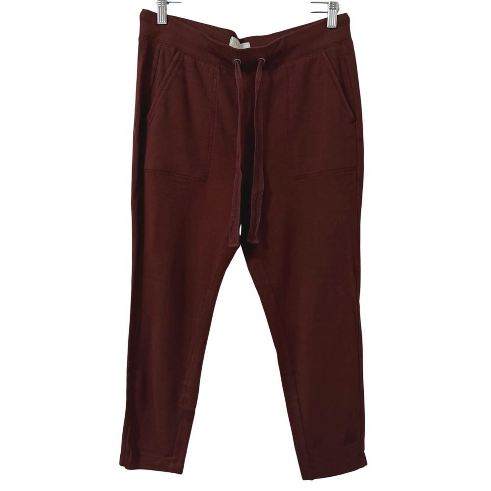 LOFT Lounge Women Burgundy Jogger Sweatpants M Drawstring Soft Knit Earthy